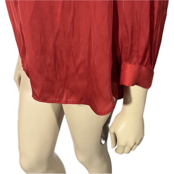 NWT Zadig & Voltaire Tygg Satin Red Button Blouse with 3/4 sleeves - Picture 8 of 13